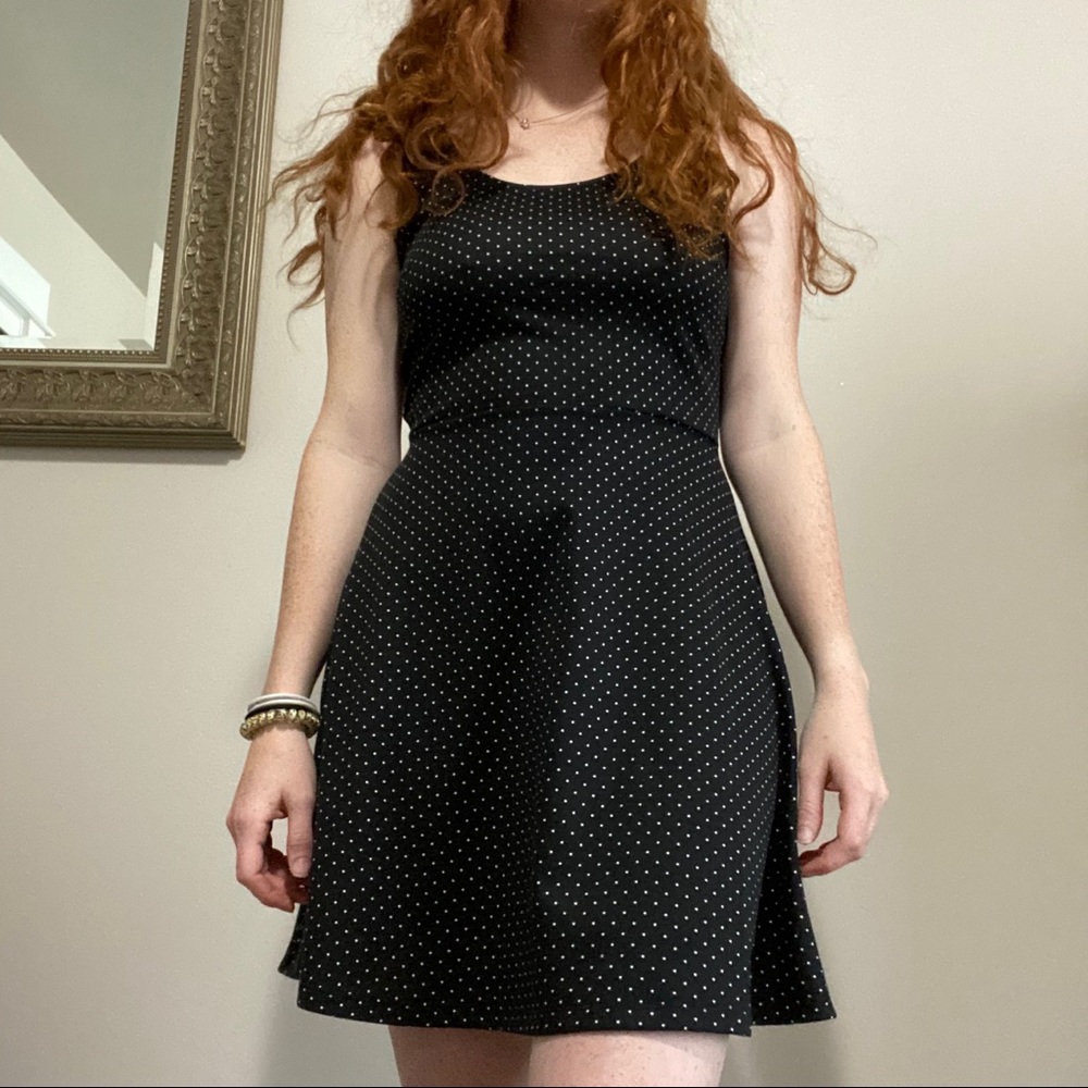 black and white polka dot dress